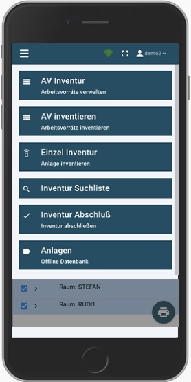Anlageninventur-app Anlageninventur auf Mobilgerät Übersicht